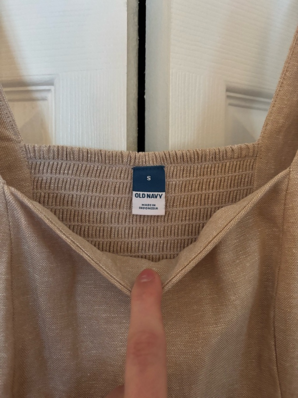 Old Navy Neutral Linen Beige Square-Neck Midi Dress - Picture 2 of 5
